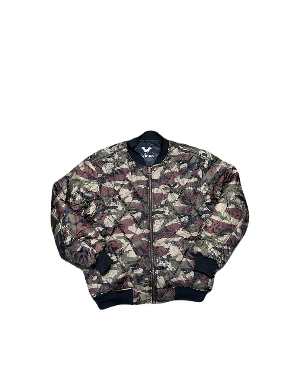 Avirex Reversible MA-1 Bomber Flight Jacket Men’s Medium Black Camo Quilted